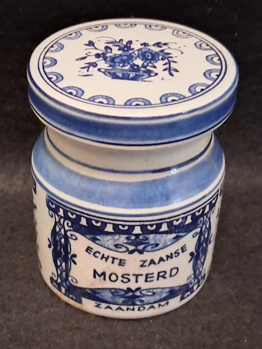 Vintage Delft Blue Zaanse Mosterd Jar - Windmill